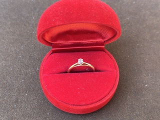 Sieraad, Ring, Trouwring 14KT met Diamant, Goud